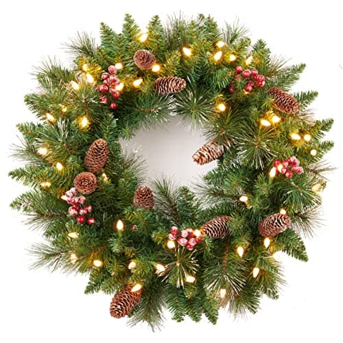 Amaoasis pre-lit mixed pine wreath, 24 in, battery
