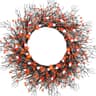 Black twig wreath, 24 in, orange berries and candy corn