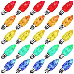 Meconard faceted C9 LED bulbs, multicolor, 25 pack