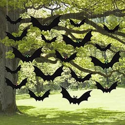 Hanging bats, 18 pieces, 3 sizes, with eye stickers