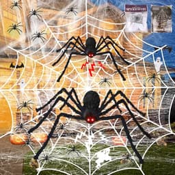 swagon 5-in-1 spider web set, 11.8 ft round, two giant spiders