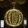 Connectable 12 in LED Christmas light ball, foldable metal sphere