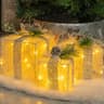 Hourleey lighted gift boxes, set of 3, 60 LEDs, tinsel, 5.1 to 7.5 in
