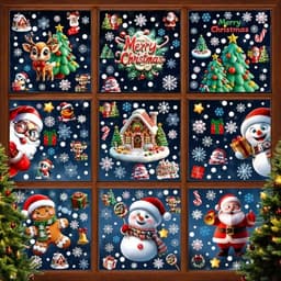 Famoby Christmas window clings, 10 sheets, 300 pieces, snowflakes