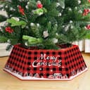 Buffalo plaid fabric hexagon tree collar, 31 in
