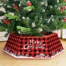 Buffalo plaid fabric hexagon tree collar, 31 in
