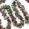 Metallic tinsel twist garland with snowflakes, green and red, 50 ft