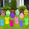 Easter yard signs, 12 pieces, bunnies and eggs