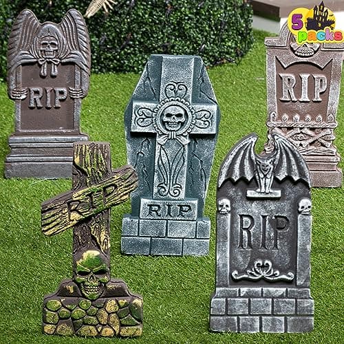 JOYIN 17 in foam tombstones, 5 pack, 12 metal stakes