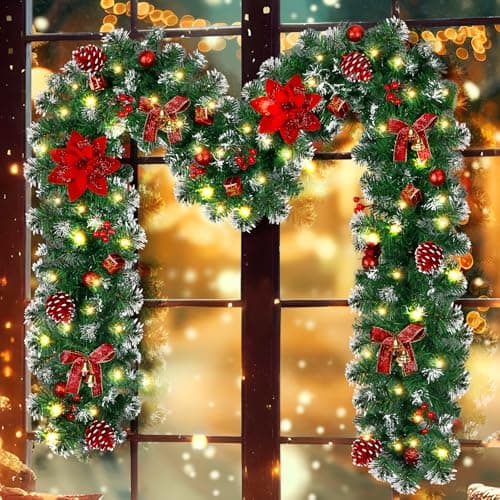 DOIOWN pre-lit garland, 9 ft, 100 LED, battery