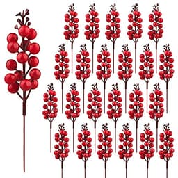 Meching Christmas red berry stems, 7.5 in, 24 pack