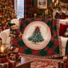 Fanfanwin woven tapestry Christmas blanket, 50 x 60 in, green tartan