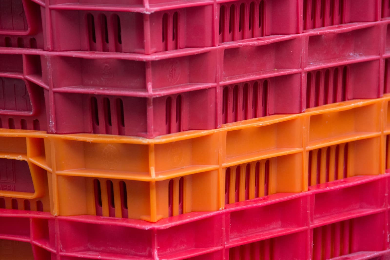 A stack of plastic storage containers