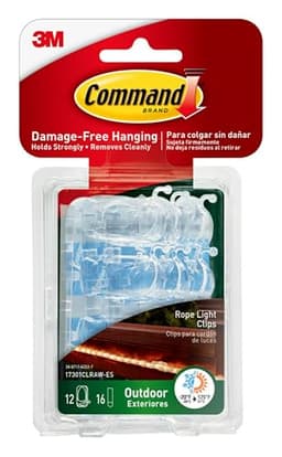 Command outdoor rope light clips, 12 hooks and 16 strips