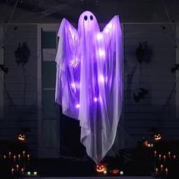 JOYIN hanging light-up ghost, 47 in, purple LED and timer