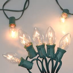 GOOTHY C7 incandescent lights, 25 ft, 25 clear warm white bulbs