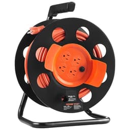VEVOR retractable cord reel, 100 ft, 12 AWG SJTOW, 4 outlets