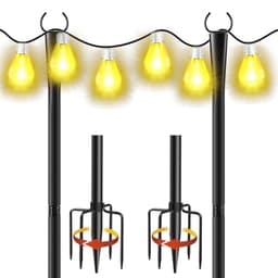 Cymuber string light poles, 2 pack, 10 ft, fence brackets