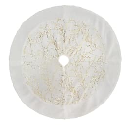 LoKori gold and white velvet tree skirt, 48 in, faux fur plush