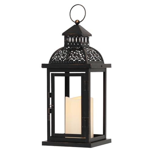 NEEDOMO lantern, 15 in, metal, with LED candle