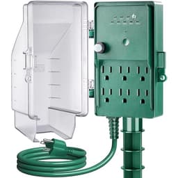 SURAIELEC outdoor power stake timer, 6 outlets, dusk to dawn