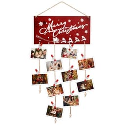 Aucpod wooden wall card hanger, 30 snowflake clips