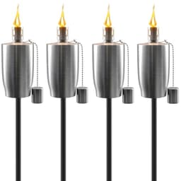 Matney stainless steel outdoor torches, set of 4, 5 ft