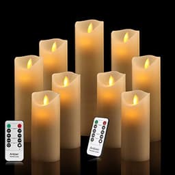 antizer flameless real wax pillar candles, set of 9, 10-key remote, 24 h timer