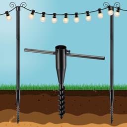 String light poles, 2 pack, 10 ft, auger ground anchor, 1.5 in