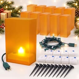 Wettal Christmas luminaria kit, 31 pieces, electric, weighted bases and stakes