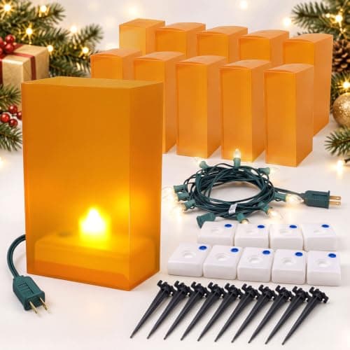 Wettal Christmas luminaria kit, 31 pieces, electric, weighted bases and stakes