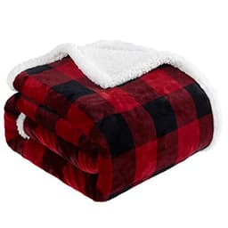 Touchat sherpa buffalo plaid Christmas blanket, 60 x 70 in