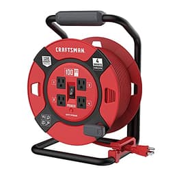 CRAFTSMAN retractable cord reel, 100 ft, 14 AWG, 4 outlets