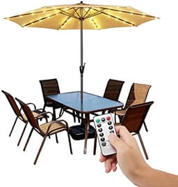 Patio umbrella lights, cordless, 8 brightness modes, remote