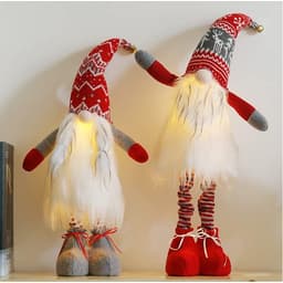 Lighted standing Christmas gnomes, 21 in, spring legs, 2 pack