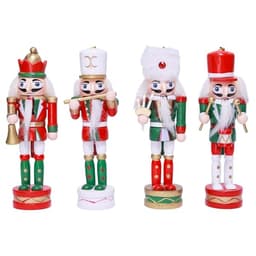 OEUVI wooden nutcracker ornaments, 4 pieces, 5.5 in