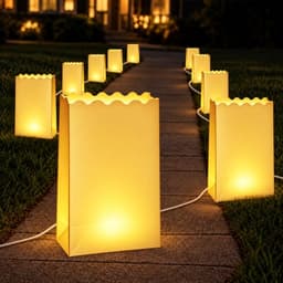 Plain white luminary bags, 10 pack, plug-in, waterproof reusable plastic