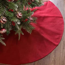 Ivenf burgundy burlap tree skirt, 48 in, double layer