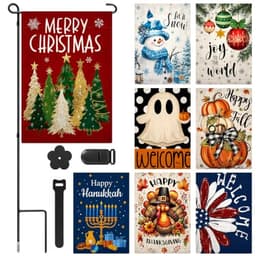 Flutesan seasonal garden stand with flags, 9 pieces, 12 x 18 in