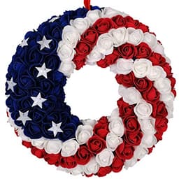idyllic July 4th Americana boxwood wreath, handcrafted, blue