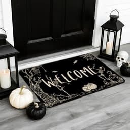Mocsicka Halloween skull doormat, 17 x 30 in