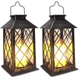 SHYMERY solar lanterns, 2 pack, 14 in, 10 lumens, flickering