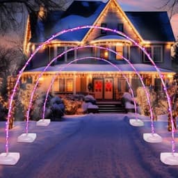 Burbell candy cane light arches, 3 pack, 9 ft, red and white, 8 modes