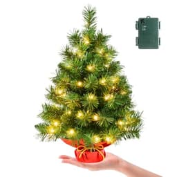 Leeheeyee 2 ft tabletop tree, 50 LED, burlap base