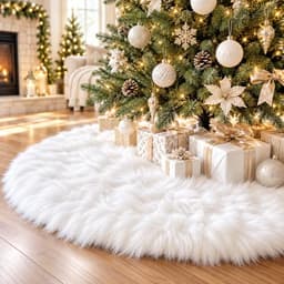 AISENO white faux fur tree skirt, 48 in
