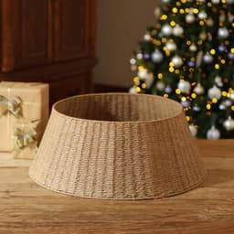Rustic farmhouse woven wicker tree collar