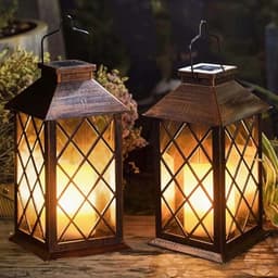 TAKE ME solar lanterns, 2 pack, 14 in, flickering flame