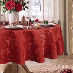 Romanstile Christmas jacquard round tablecloth, 70 in