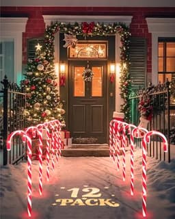 COOLWUFAN candy cane pathway lights, 17 in, 12 pack