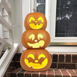 Lighted pumpkin lantern, 17 in, three tiers, ETL cord